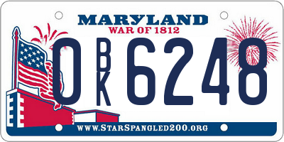 MD license plate 0BK6248