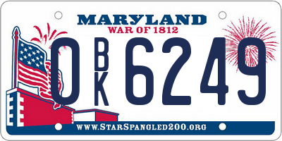 MD license plate 0BK6249