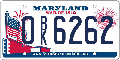 MD license plate 0BK6262