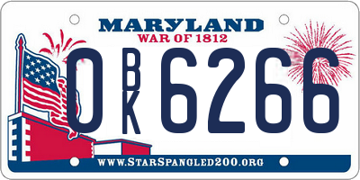 MD license plate 0BK6266