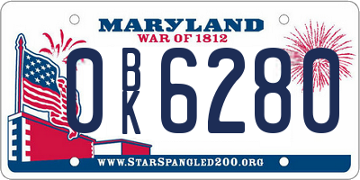 MD license plate 0BK6280