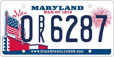 MD license plate 0BK6287