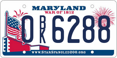 MD license plate 0BK6288