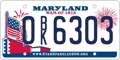MD license plate 0BK6303