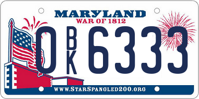 MD license plate 0BK6333