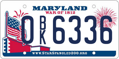 MD license plate 0BK6336