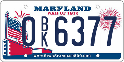 MD license plate 0BK6377