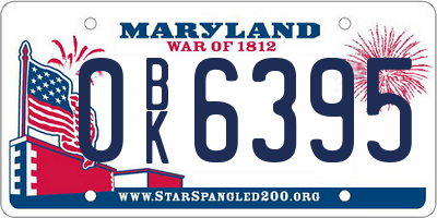 MD license plate 0BK6395