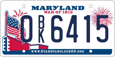 MD license plate 0BK6415