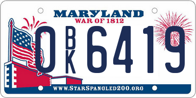 MD license plate 0BK6419