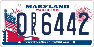 MD license plate 0BK6442