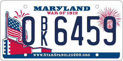 MD license plate 0BK6459