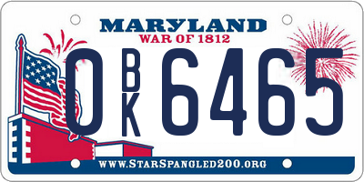 MD license plate 0BK6465