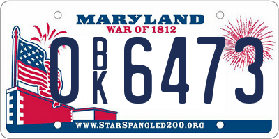 MD license plate 0BK6473