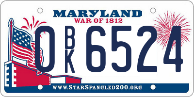 MD license plate 0BK6524