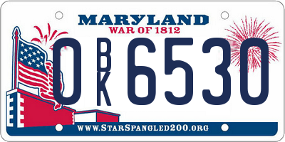 MD license plate 0BK6530