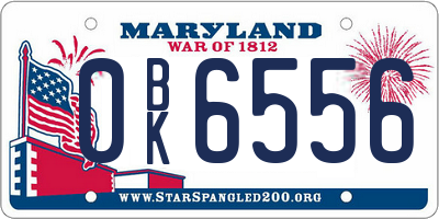 MD license plate 0BK6556