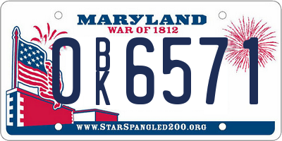 MD license plate 0BK6571