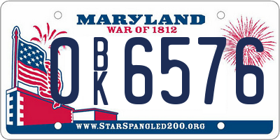 MD license plate 0BK6576