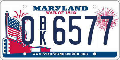 MD license plate 0BK6577