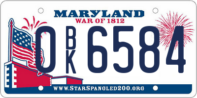 MD license plate 0BK6584
