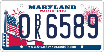 MD license plate 0BK6589