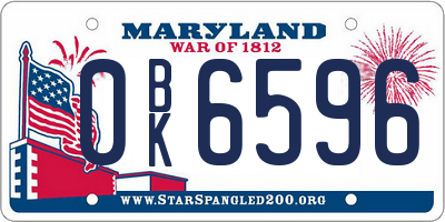 MD license plate 0BK6596