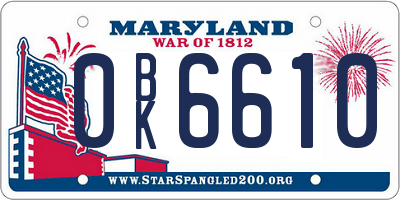 MD license plate 0BK6610