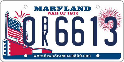 MD license plate 0BK6613