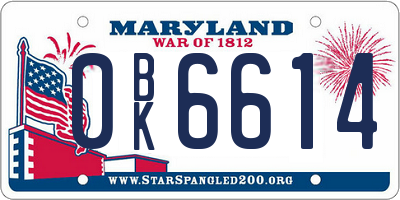 MD license plate 0BK6614