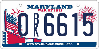 MD license plate 0BK6615