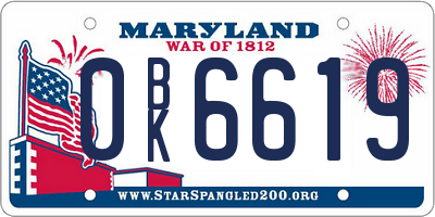 MD license plate 0BK6619