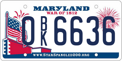 MD license plate 0BK6636
