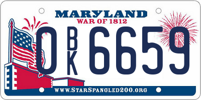 MD license plate 0BK6659