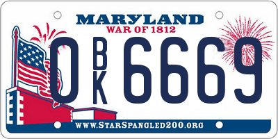 MD license plate 0BK6669