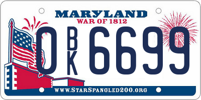 MD license plate 0BK6699