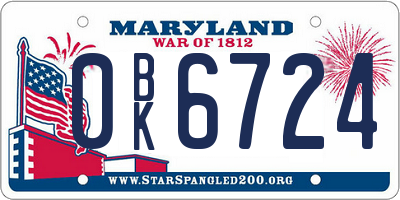 MD license plate 0BK6724