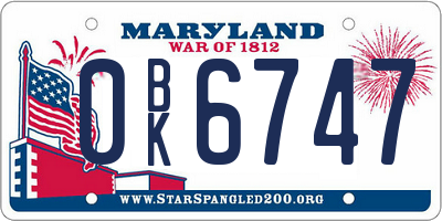 MD license plate 0BK6747