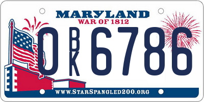 MD license plate 0BK6786