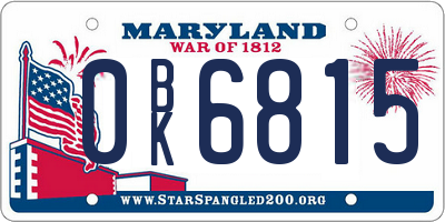 MD license plate 0BK6815