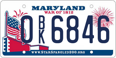 MD license plate 0BK6846