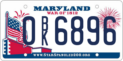 MD license plate 0BK6896