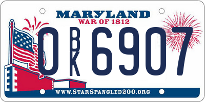 MD license plate 0BK6907