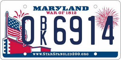 MD license plate 0BK6914