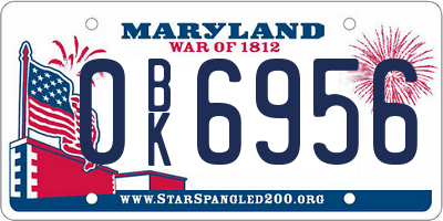 MD license plate 0BK6956