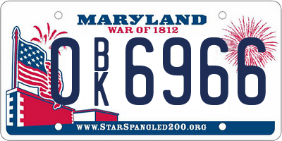 MD license plate 0BK6966