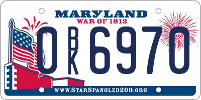 MD license plate 0BK6970