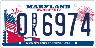 MD license plate 0BK6974