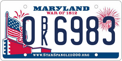 MD license plate 0BK6983