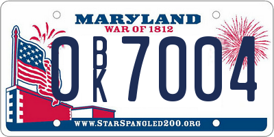 MD license plate 0BK7004